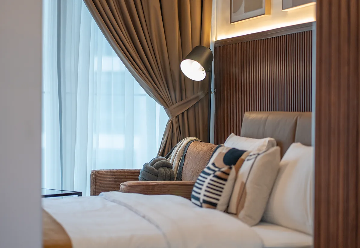 Studio PASE interior design — Project BLUE, furnished studio at Ajmal Makan, Sharjah